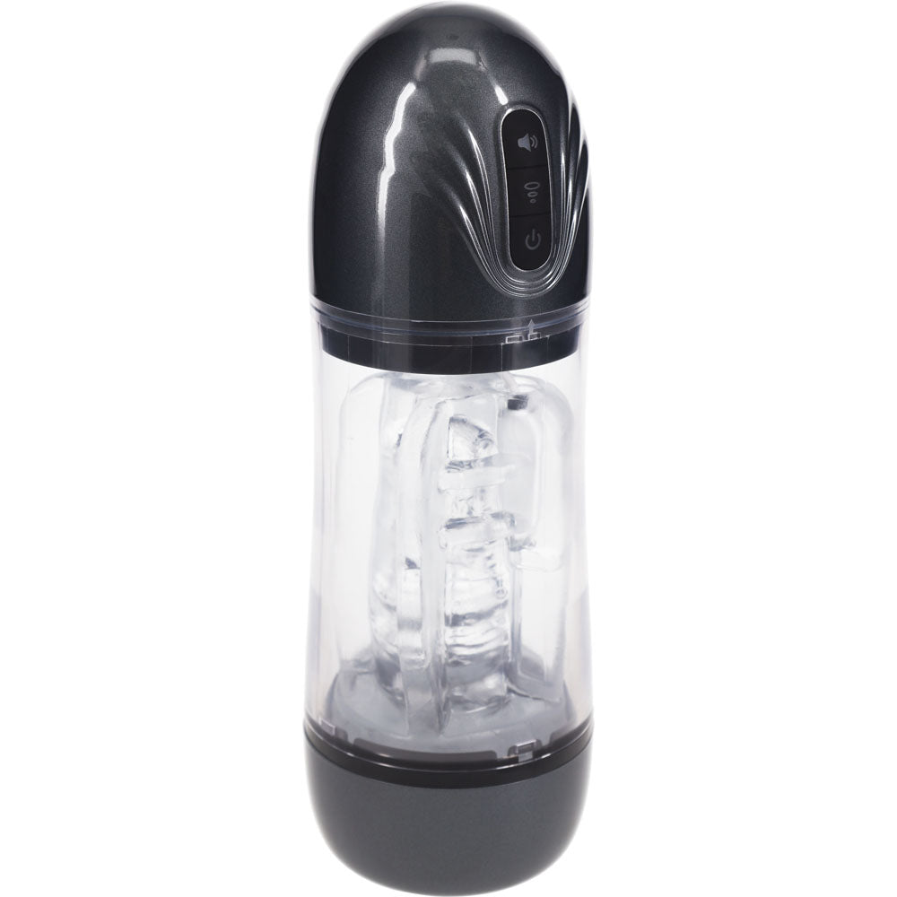 PUMPED SonicPull (Gunmetal Grey/Clear) – USB Rechargeable Sucking Vibrator Masturbator > Sex Toys For Men > Masturbators > Vibrating