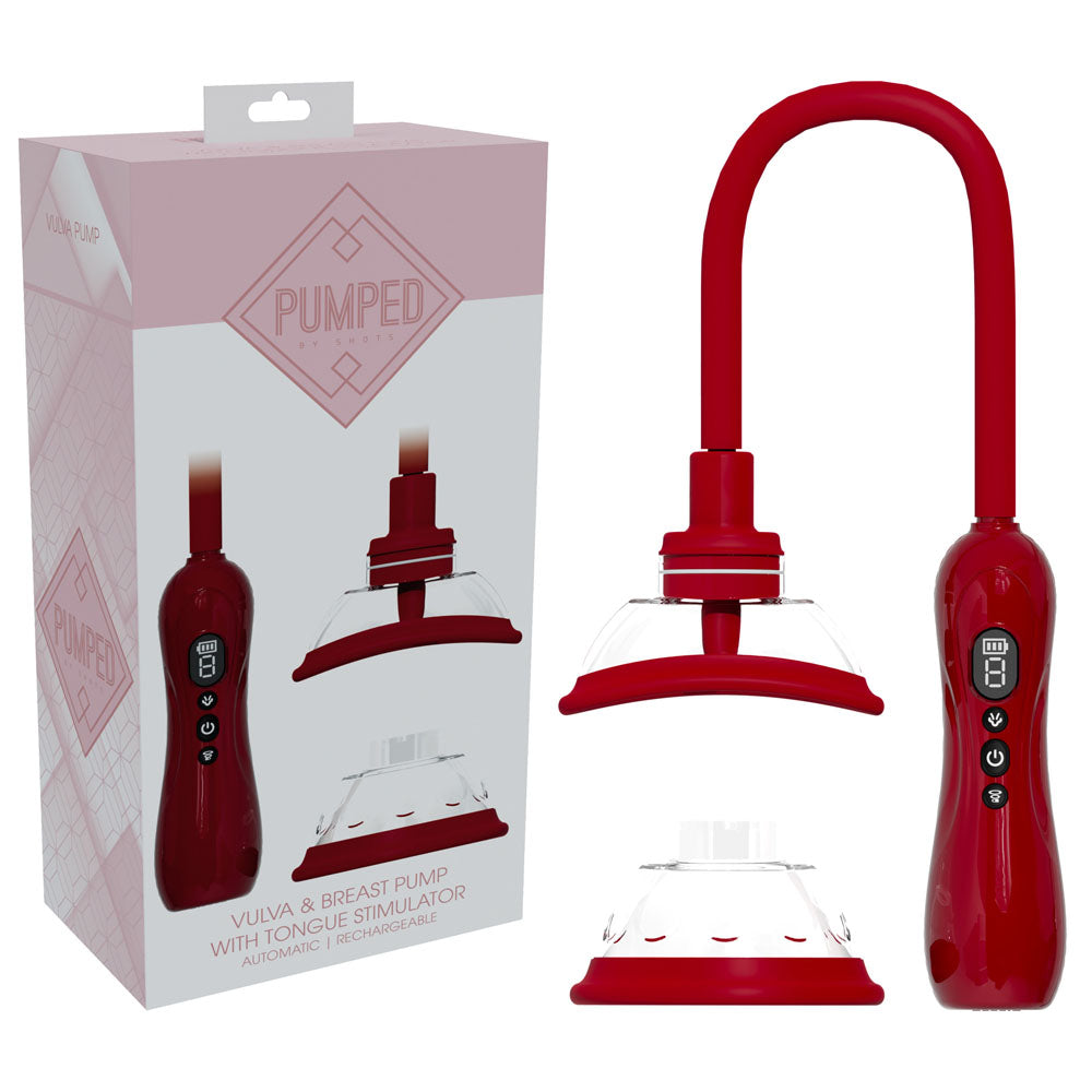 Pumped Vulva And Breast Pump – USB Rechargeable Tongue Stimulator Red > Pumps > Female Pumps