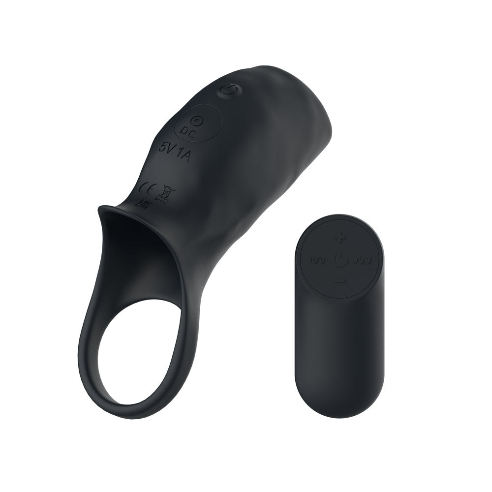 Passion Play Vibrating Cockring Sleeve – USB Rechargeable Penis Sleeve Black > Sex Toys For Men > Penis Sleeves Main image