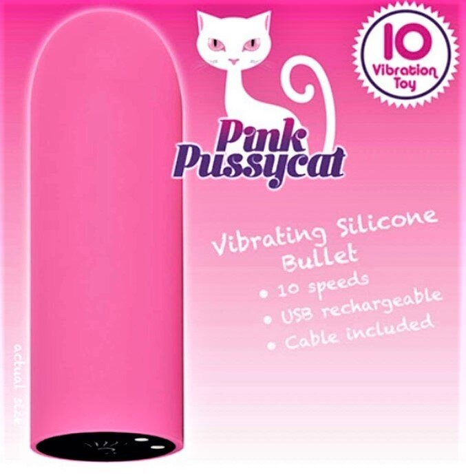 Pink Pussycat Rechargeable Petite Silicone Bullet Vibrator 10 Speeds USB Rechargeable Water Resistant Default Title BULLETS