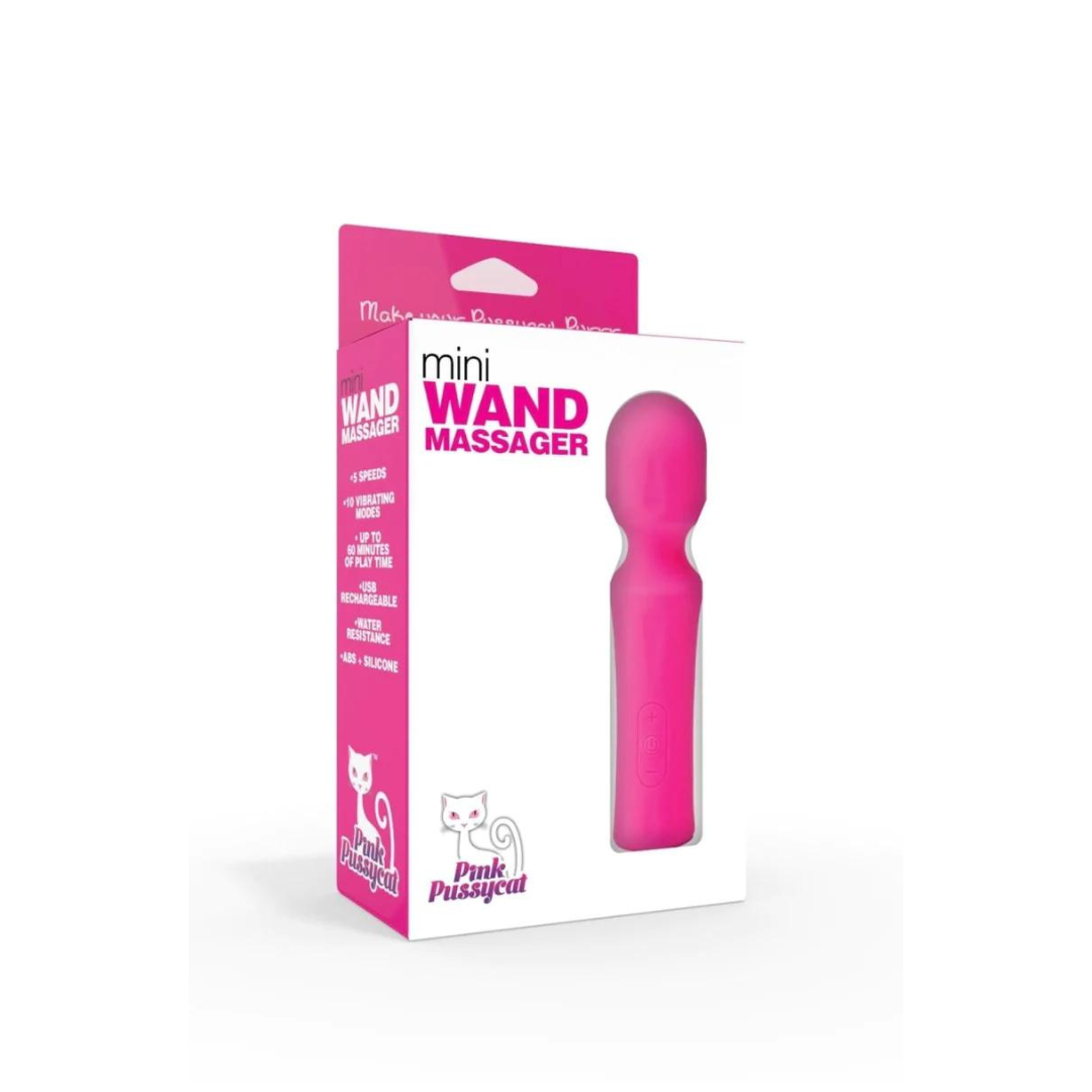 Pink Pussycat Mini Wand Massager Compact Portable USB Rechargeable Vibrating Massager Default Title Electric Massager