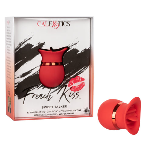 French Kiss Sweet Talker Red Compact Rechargeable Silicone Massager with 12 Vibration Functions Finger Stimulator