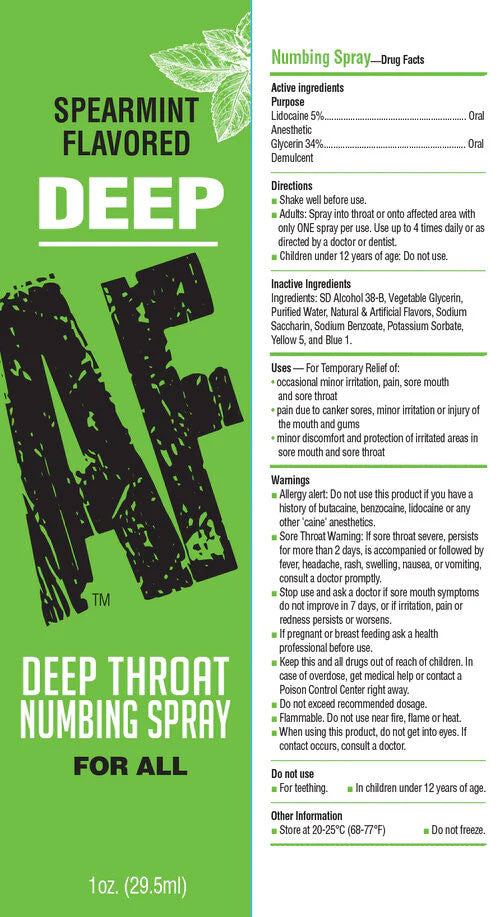 Deep Af Mint Flavoured Deep Throat Spray 29 ml > Lube > Oral Gels & Sprays