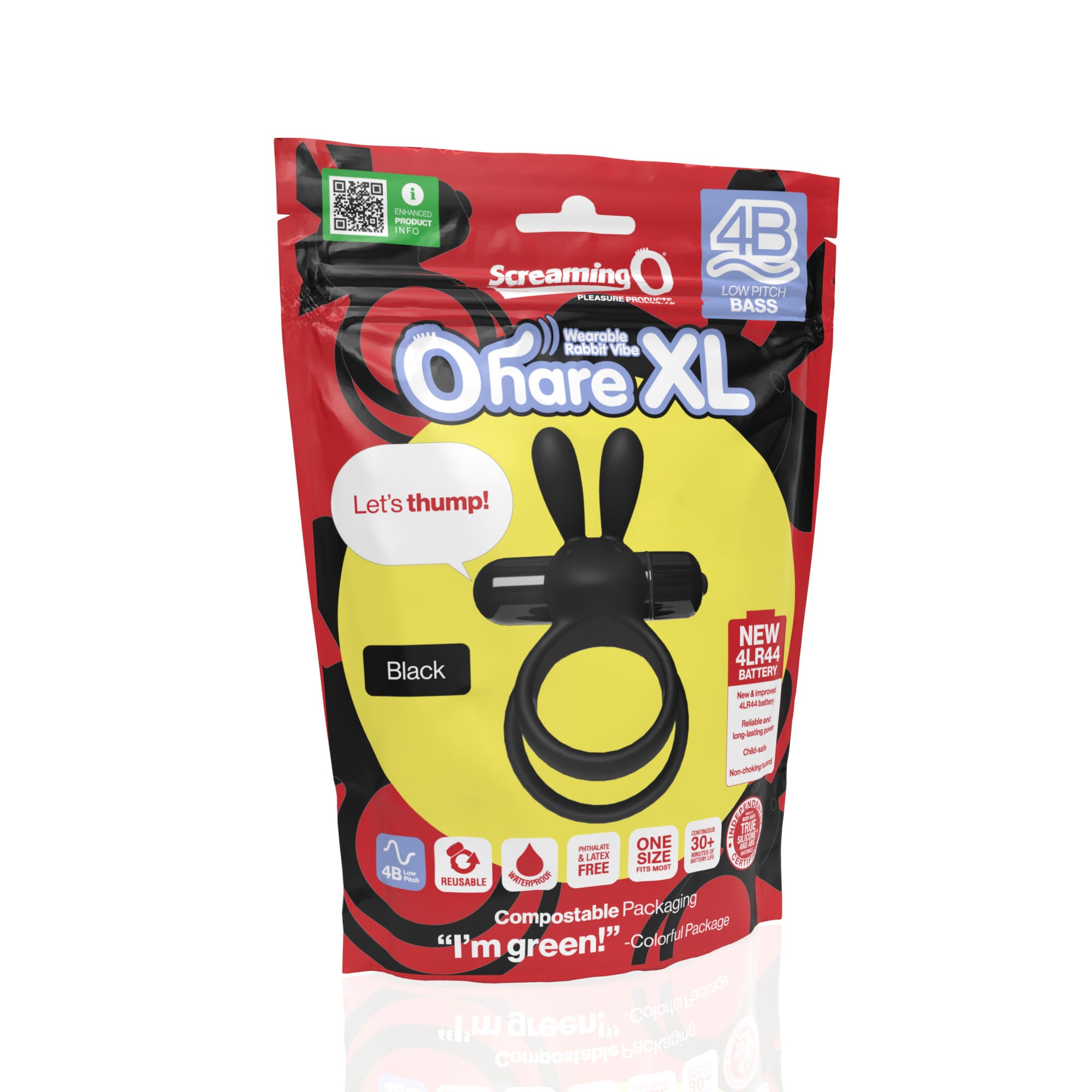 Screaming O 4B Ohare XL Black – Powerful Deep Rumbling Vibrations > Cock Ring > Vibrating