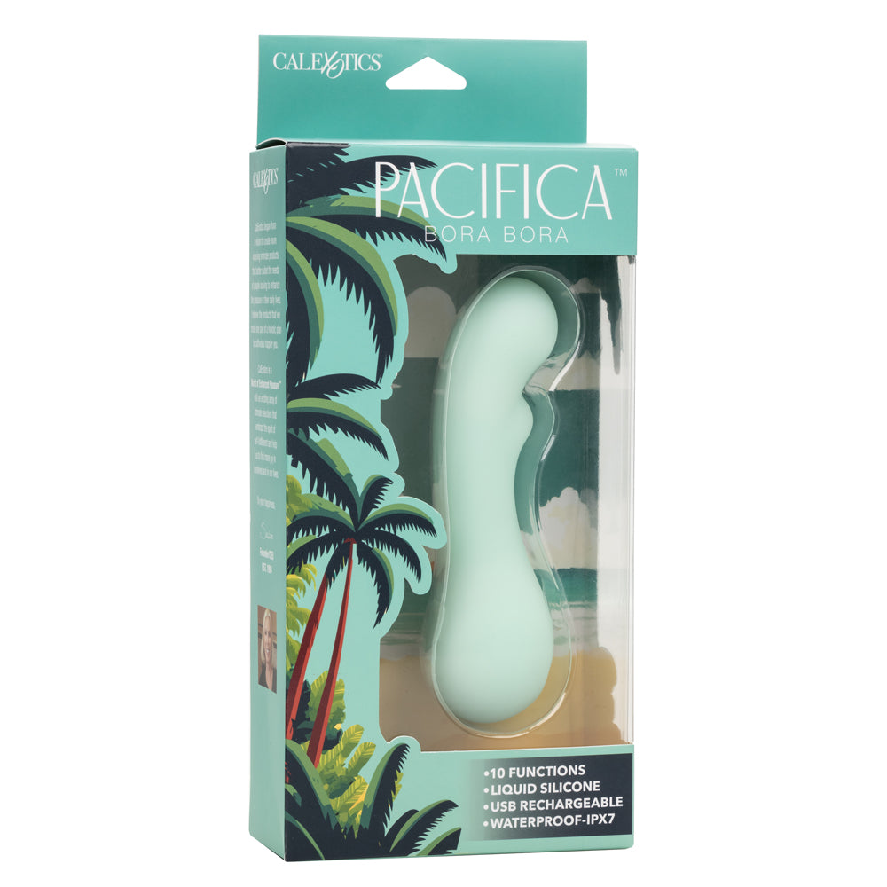 Pacifica Bora Bora Intimate Toy in Soft Mint Green with 10 Vibration Functions, USB Rechargeable, Waterproof IPX7 Liquid Silicone Vibrators - G Spot