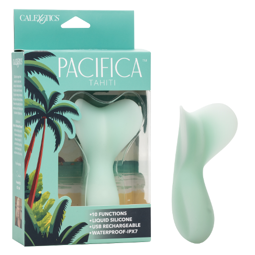 Pacifica Tahiti Full Coverage Massager in Mint Green with 10 Functions, Liquid Silicone, USB Rechargeable, Waterproof IPX7 Vibrators