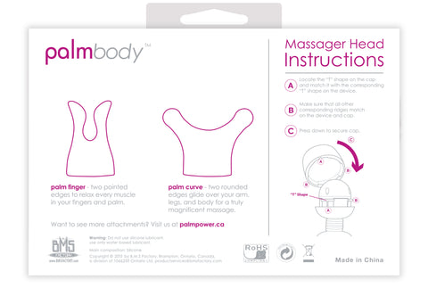 PalmBody Massager Heads - Attachment For Use With PalmPower Pink Electric Massager