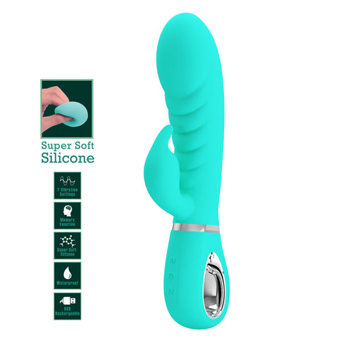 Party Up Edward Rabbit Vibe Teal 20 cm USB Rechargeable Rabbit Vibrator VIBRATORS-RABBIT