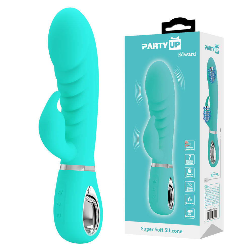 Party Up Edward Rabbit Vibe Teal 20 cm USB Rechargeable Rabbit Vibrator Teal VIBRATORS-RABBIT