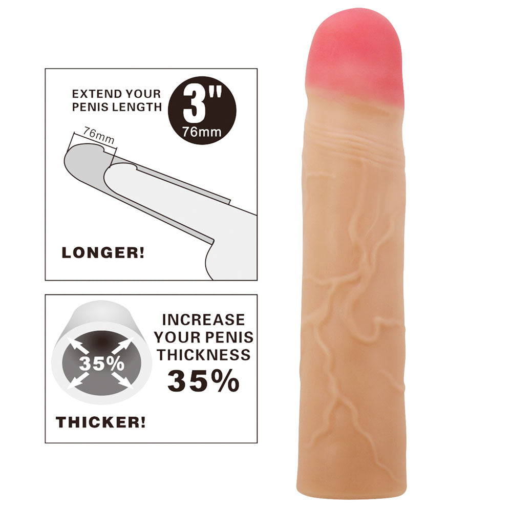 Party Up Philip Penis Extender Sleeve – 3 Inch Length Extension Sleeve > Sex Toys For Men > Penis Sleeves