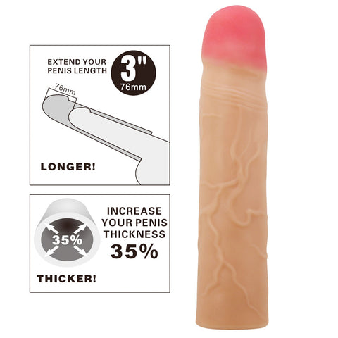 Party Up Philip 3 Inch Penis Extender Sleeve for Enhanced Intimate Experiences SLEEVES