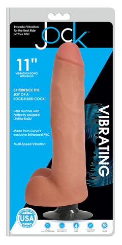 Jock 11 Inch Vibrating Dong With Balls Vanilla Color Default Title > Dildos > Large Dildos