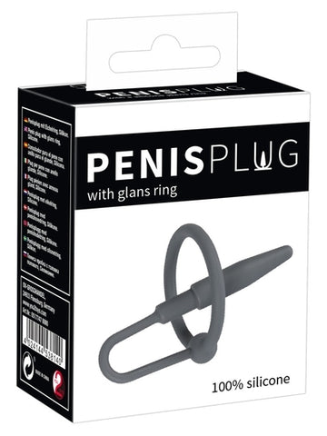 Penis Plug with Glans Ring Silicone Dilator 6.3 cm Length, Flexible 3 cm Inner Ring Sounding Rods