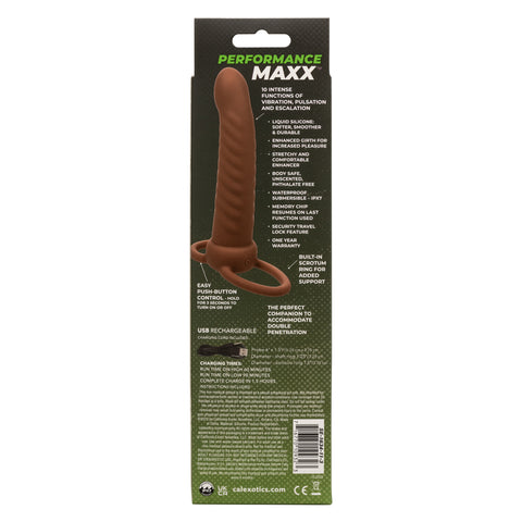 Performance Maxx Rechargeable Ribbed Dual Penetrator Toy Brown Vibrators
