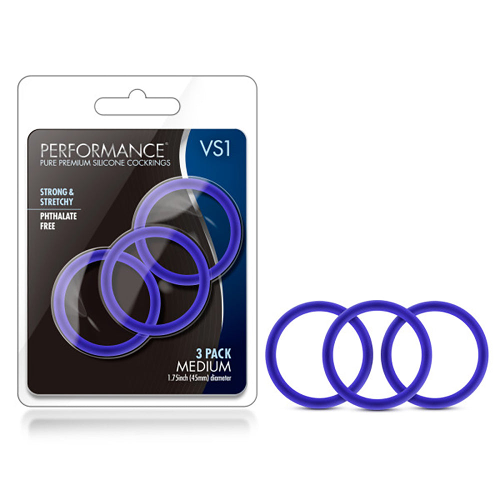 Performance VS1 Indigo Medium Silicone Cockrings Set of 3 Secondary image