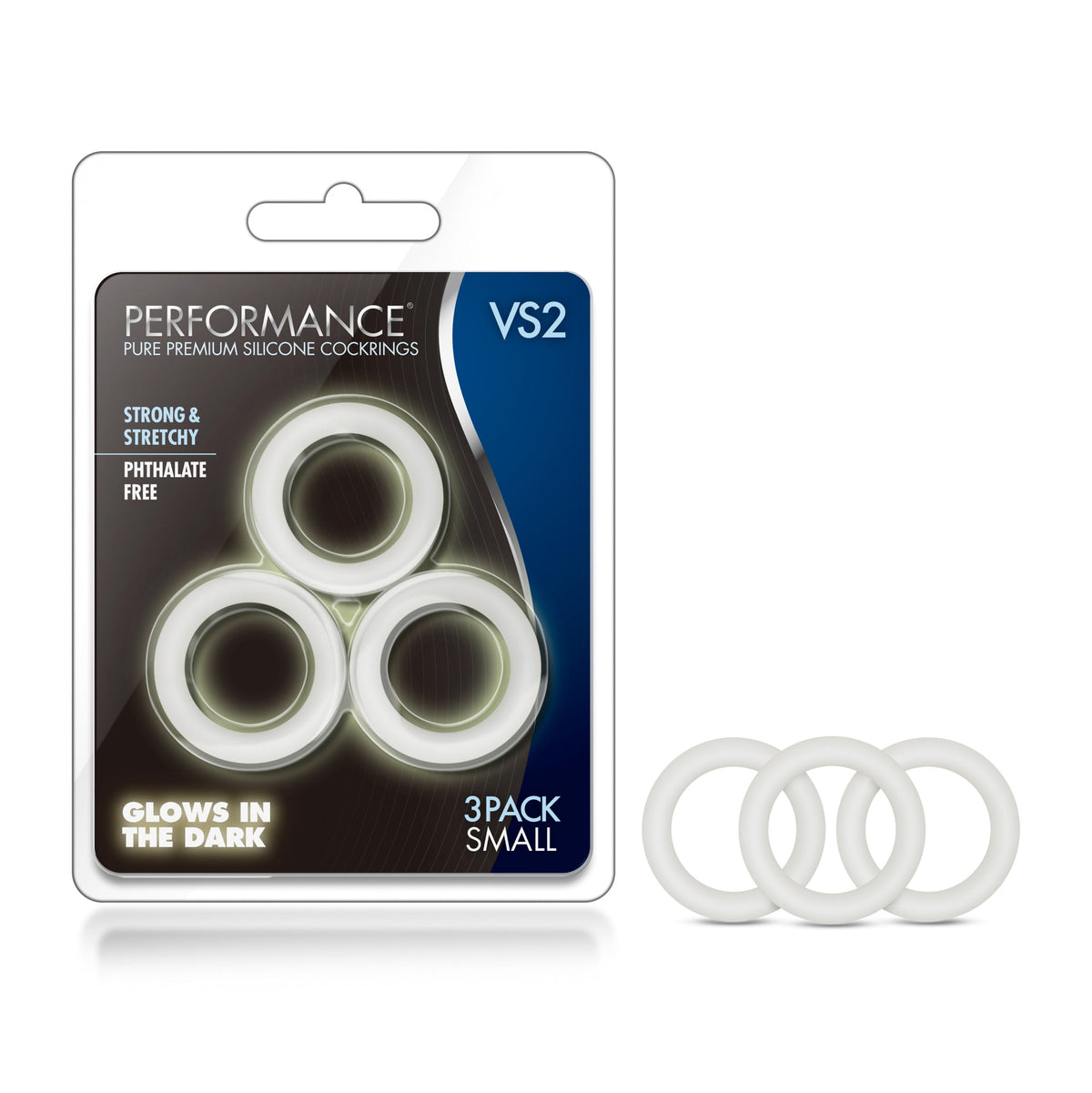Performance VS2 Pure Premium Silicone Small Cock Rings Set of 3 1.25in Glow in the Dark > Cock Ring > Sets