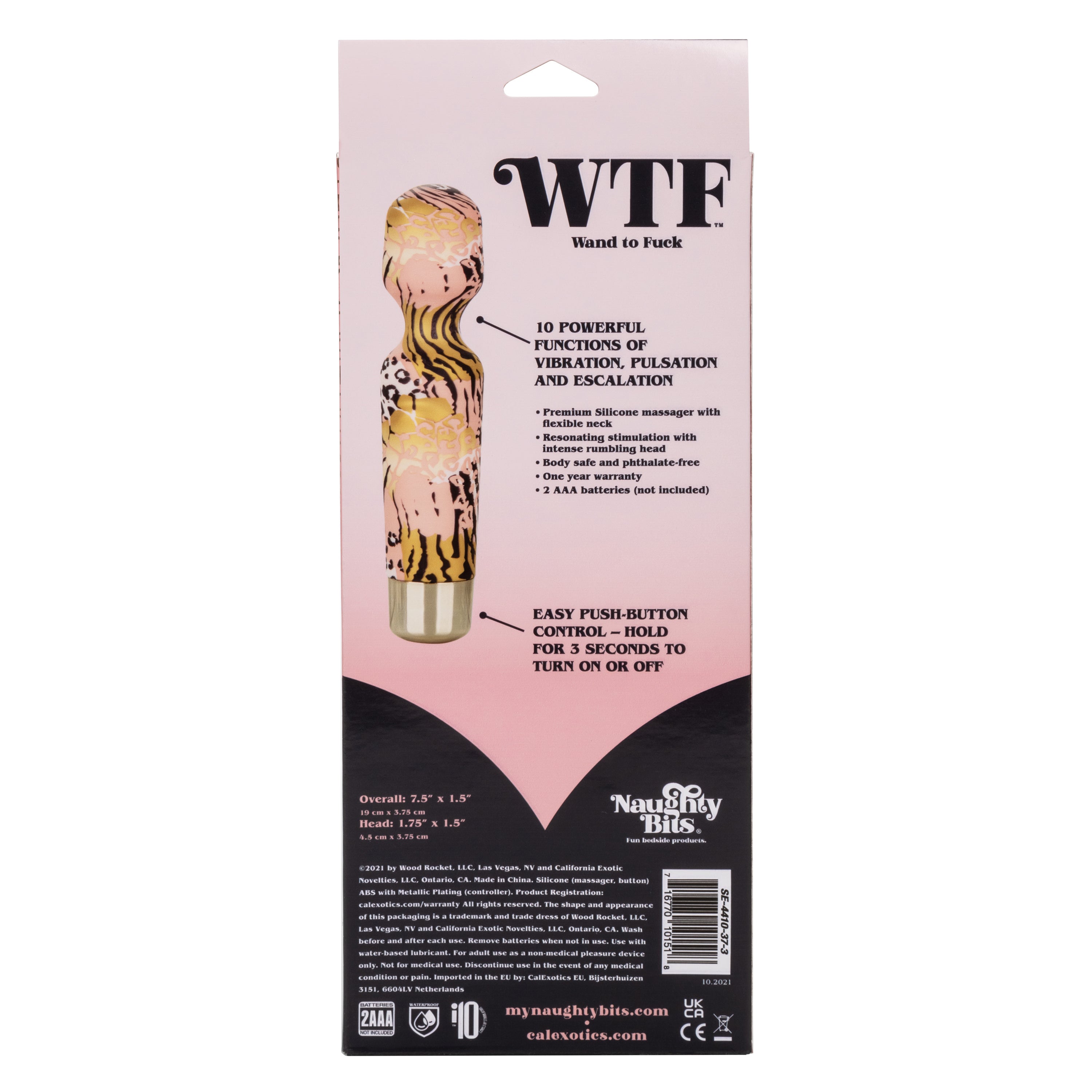 Naughty Bits WTF Wand to Fuck Pink and Gold Flexible Silicone Personal Massager - Waterproof Multi > Sex Toys > Mini Massagers