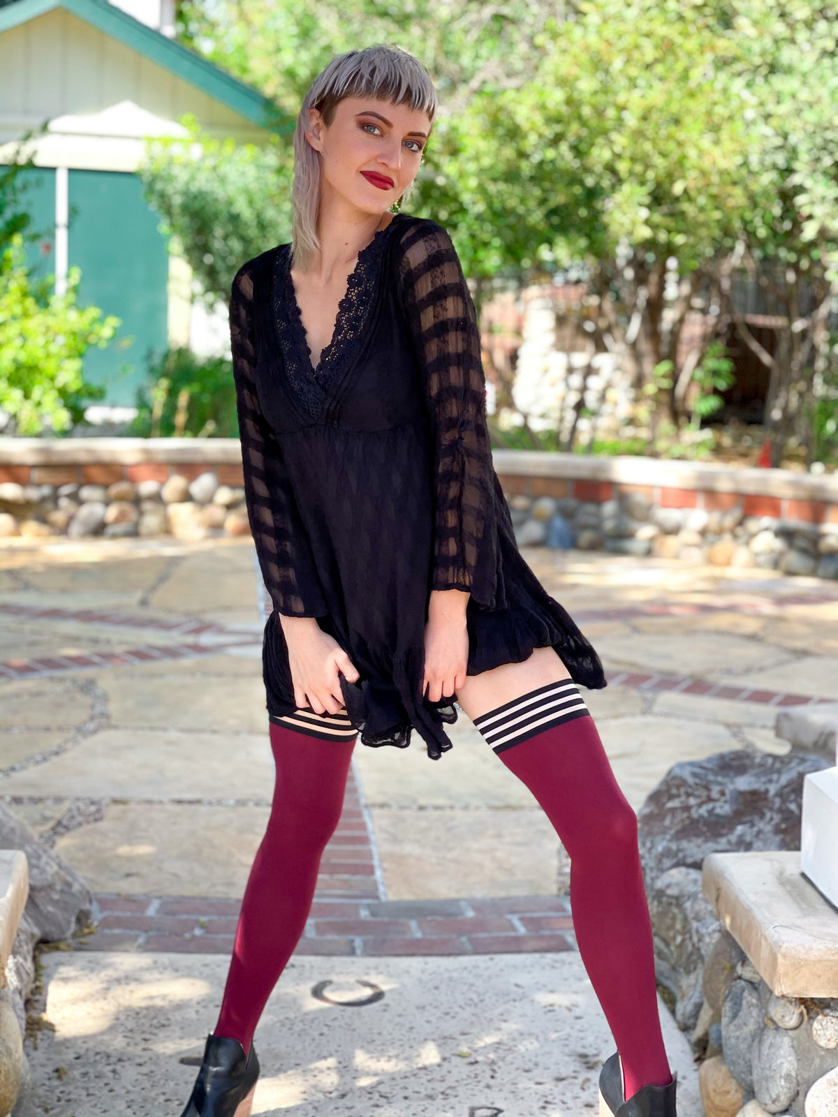 Kixies Heather Cabernet Opaque Thigh-High Tights > Clothes > Hosiery > Stockings