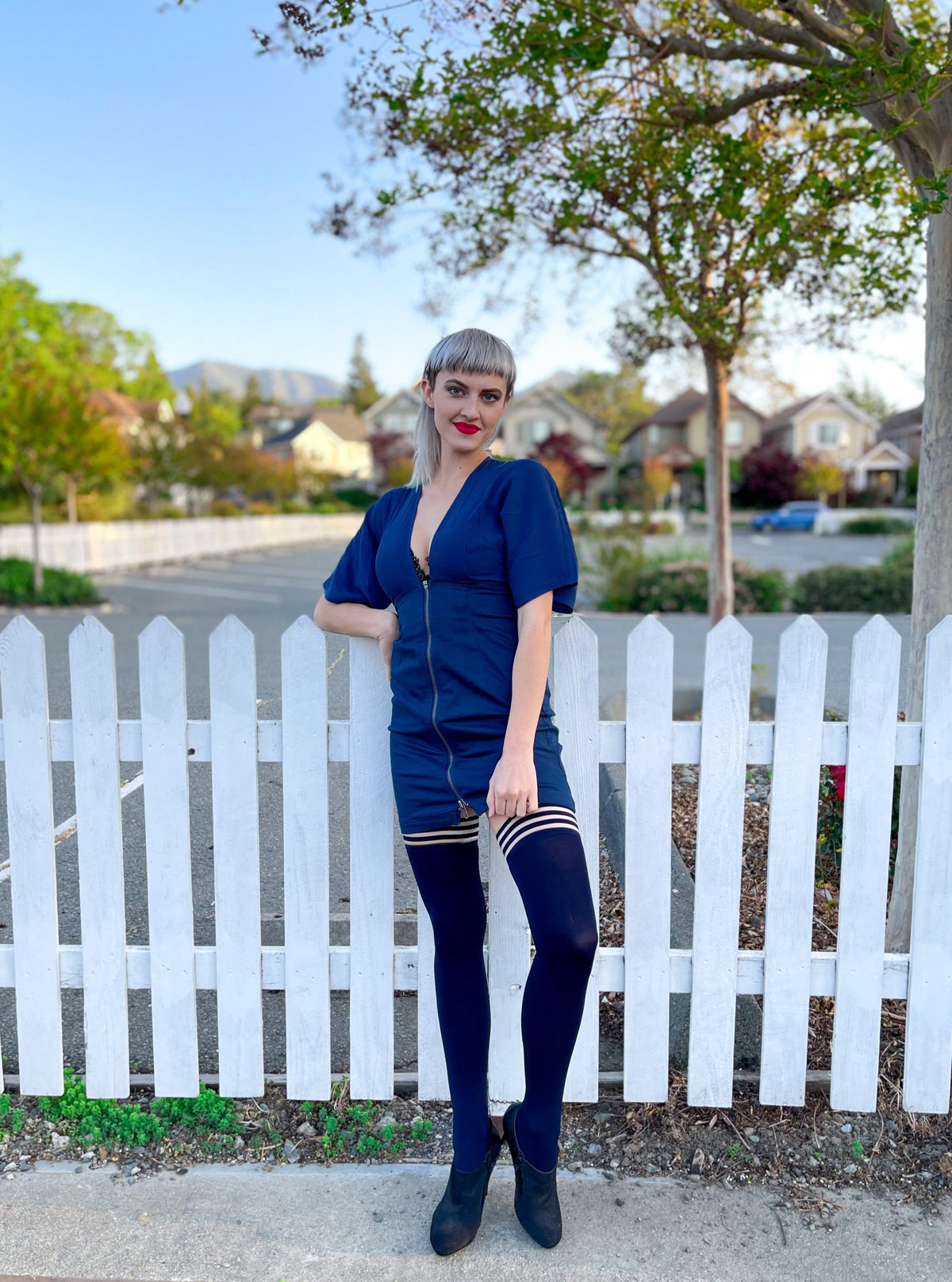 Kixies Selma Navy Opaque Thigh-High Tights > Clothes > Hosiery > Stockings