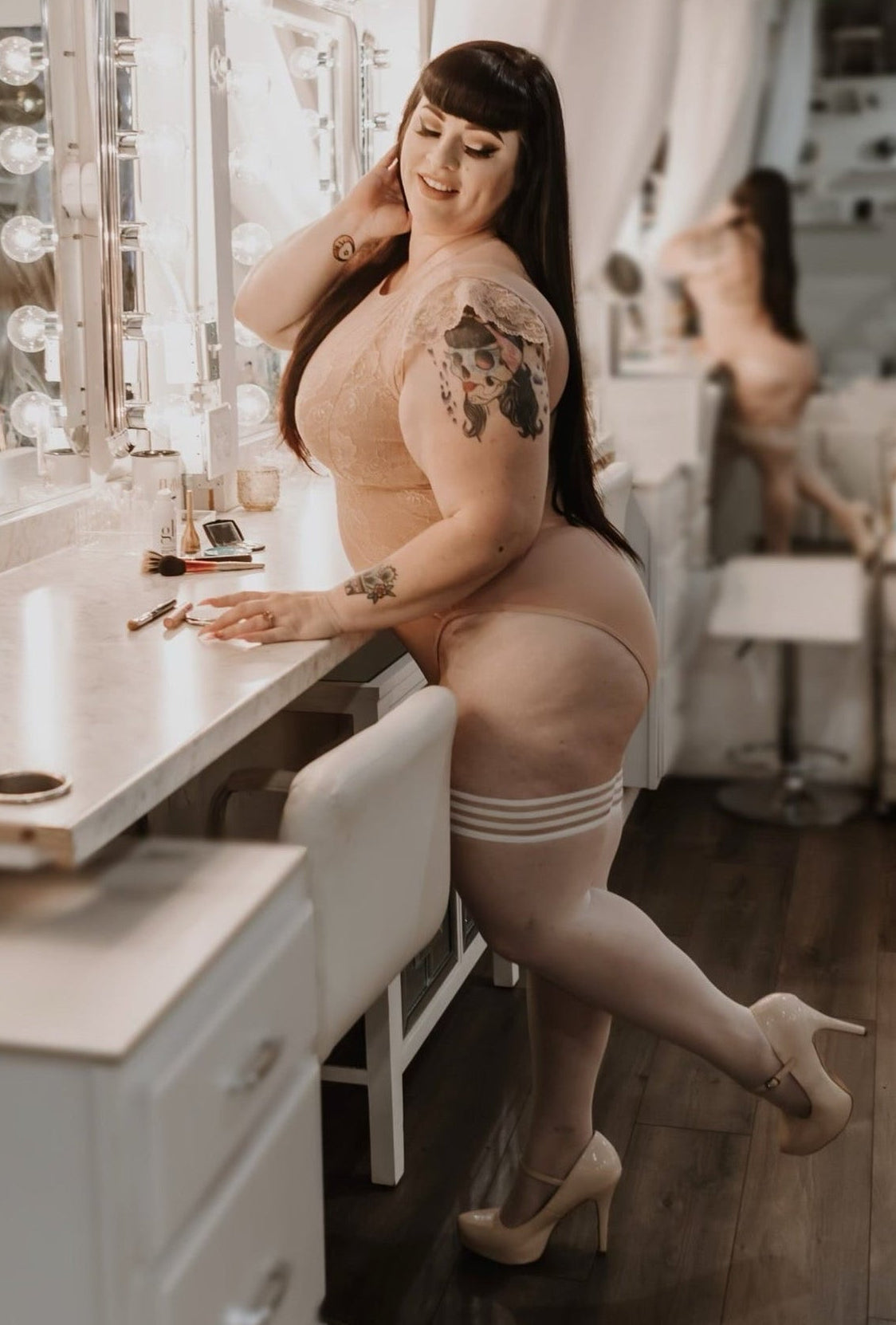 Kixies Ashley White Sheer Thigh High Stockings Secondary image
