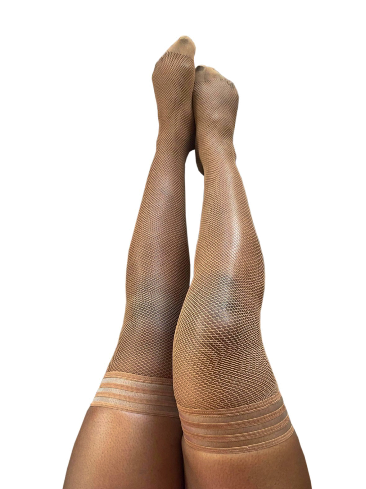 Kixies Andie Chocolate Nude Fishnet Thigh Highs > Clothes > Hosiery > Stockings Main image