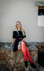 Kixies Monica Sheer Red Back-Seamed Thigh Highs > Clothes > Hosiery > Stockings