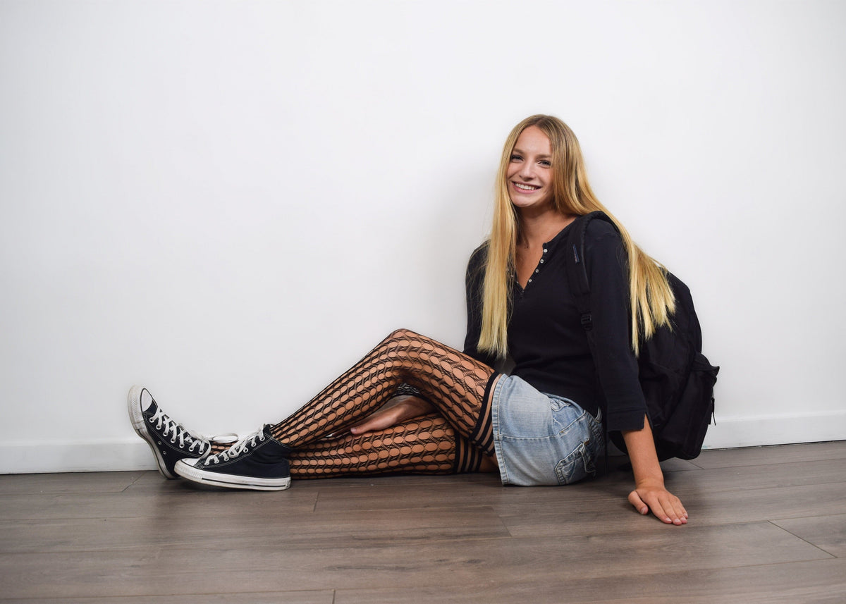 Kixies Mimi Black Circle Fishnet Thigh Highs > Clothes > Hosiery > Stockings