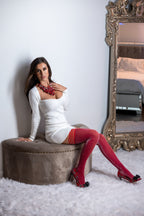 Kixies Holly Shimmer Cranberry Thigh-High Tights > Clothes > Hosiery > Stockings
