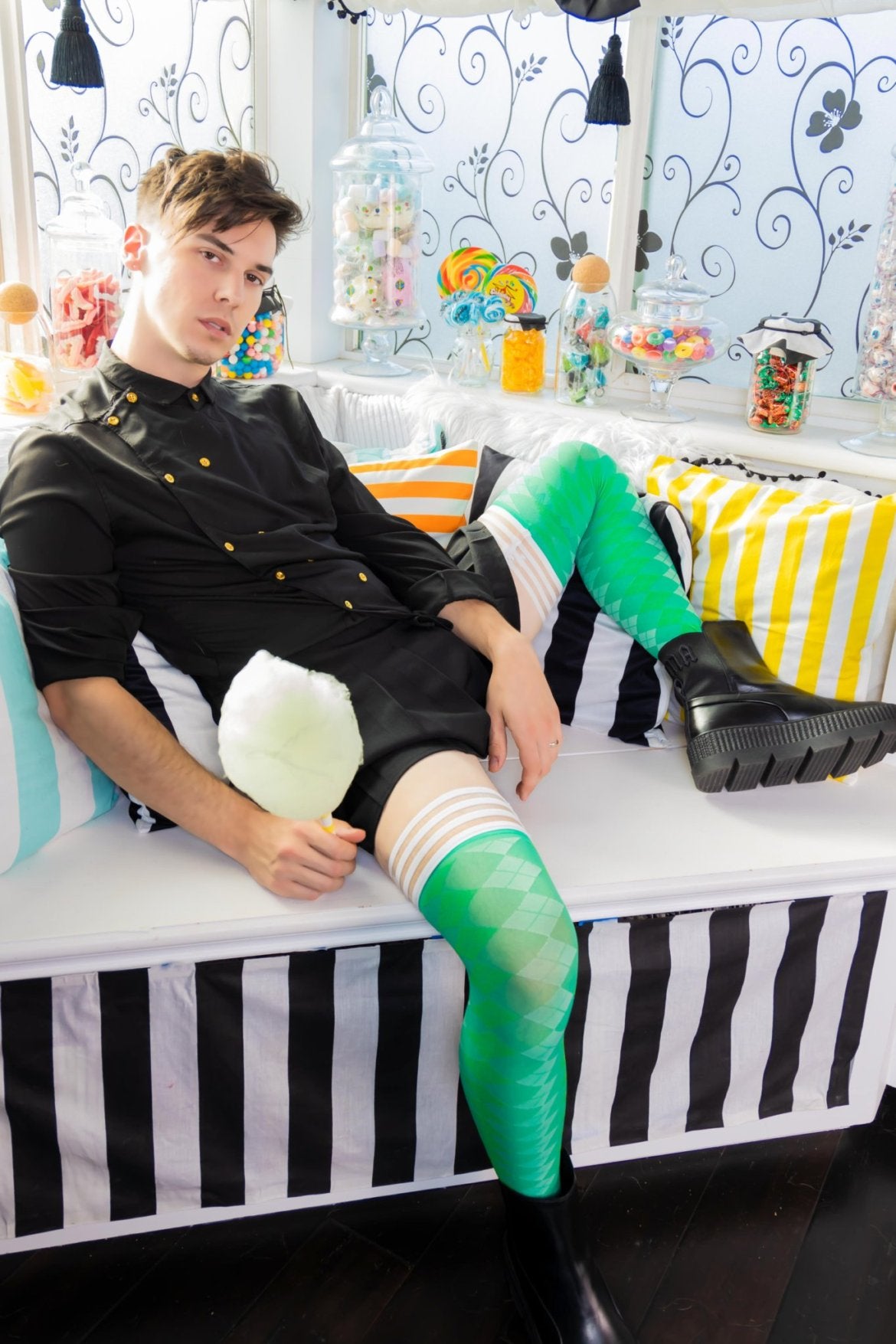 Kixies Par 4 Green Argyle Thigh-High Stockings > Clothes > Hosiery > Stockings