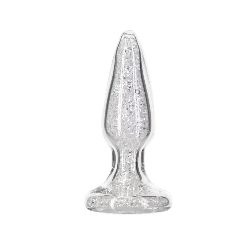 Pillow Talk Fancy Luxurious Glass Anal Plug w Clear Gem GLASS TOYS