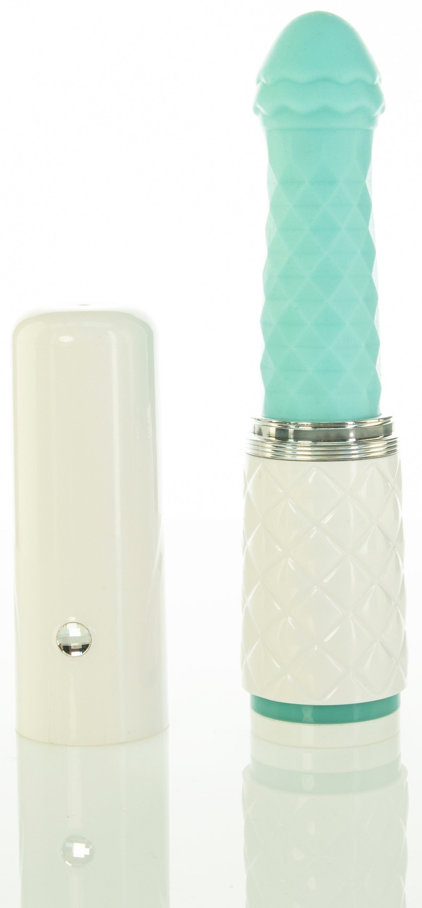 Pillow Talk Feisty Teal Thrusting Vibrator with Silicone Teal DONGS Thrusting
