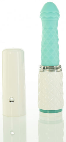 Pillow Talk Feisty Teal Thrusting Vibrator with Silicone Teal DONGS Thrusting