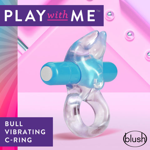 Play With Me Bull Vibrating Cock Ring Blue for Pleasure Cock Rings Vibrating