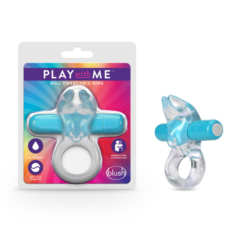 Play With Me Bull Vibrating Cock Ring Blue for Pleasure Secondary image