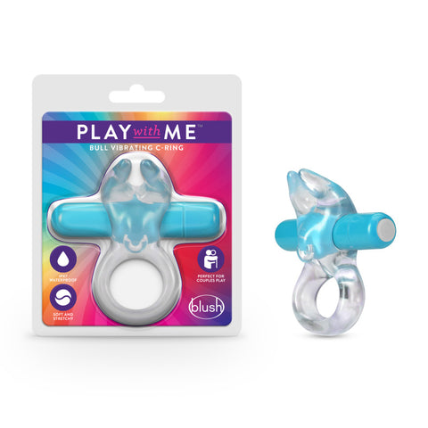 Play With Me Bull Vibrating Cock Ring Blue for Pleasure Cock Rings Vibrating