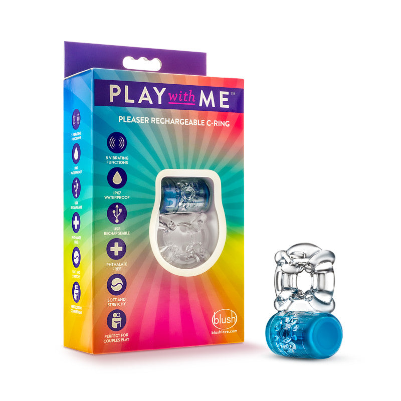 Play With Me Pleaser Cock Ring Blue > Cock Ring > Vibrating