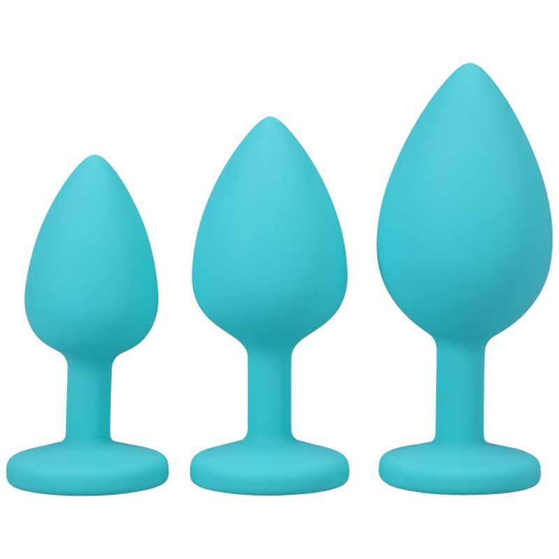 Play With My Butt Not My Heart Silicone Anal Trainer Set 3 Pc Teal > Anal Range > Butt Plug Kits Main image