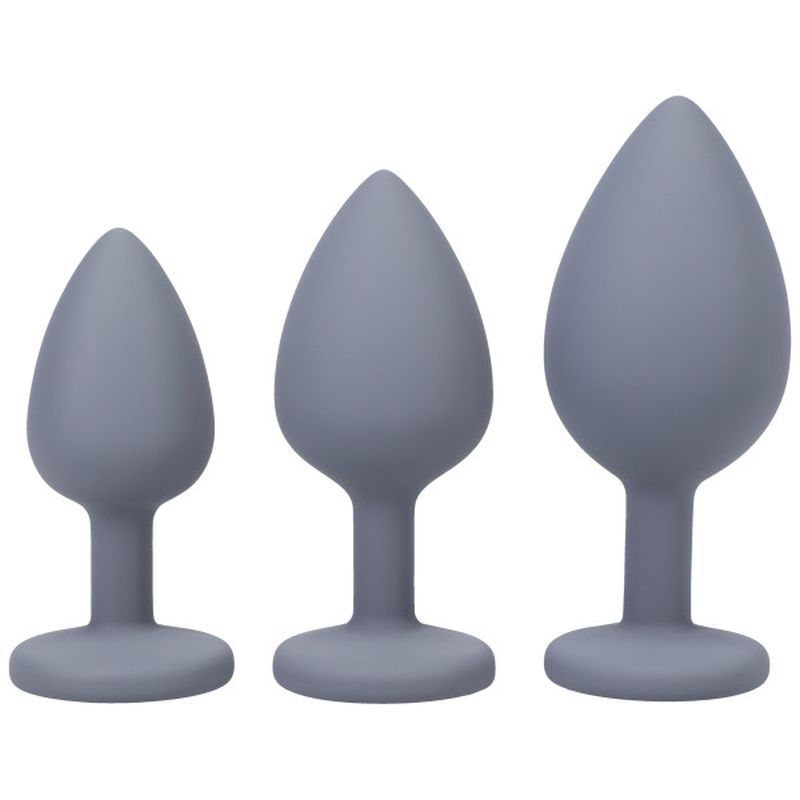 Play With My Butt Not My Heart Silicone Anal Trainer Set Grey > Anal Range > Butt Plug Kits Main image