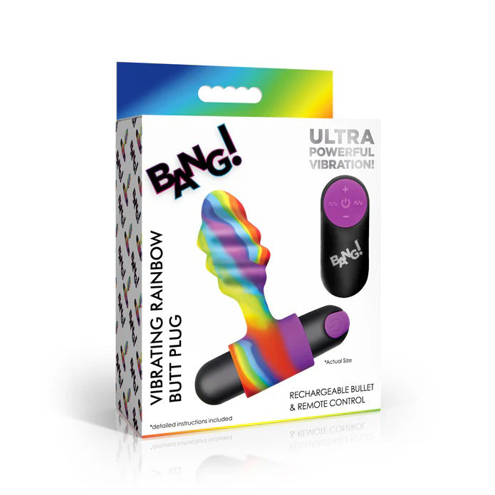 Bang Vibrating Rainbow Butt Plug with Bullet and Remote Control Rainbow > Anal Range > Vibrating Butt Plugs