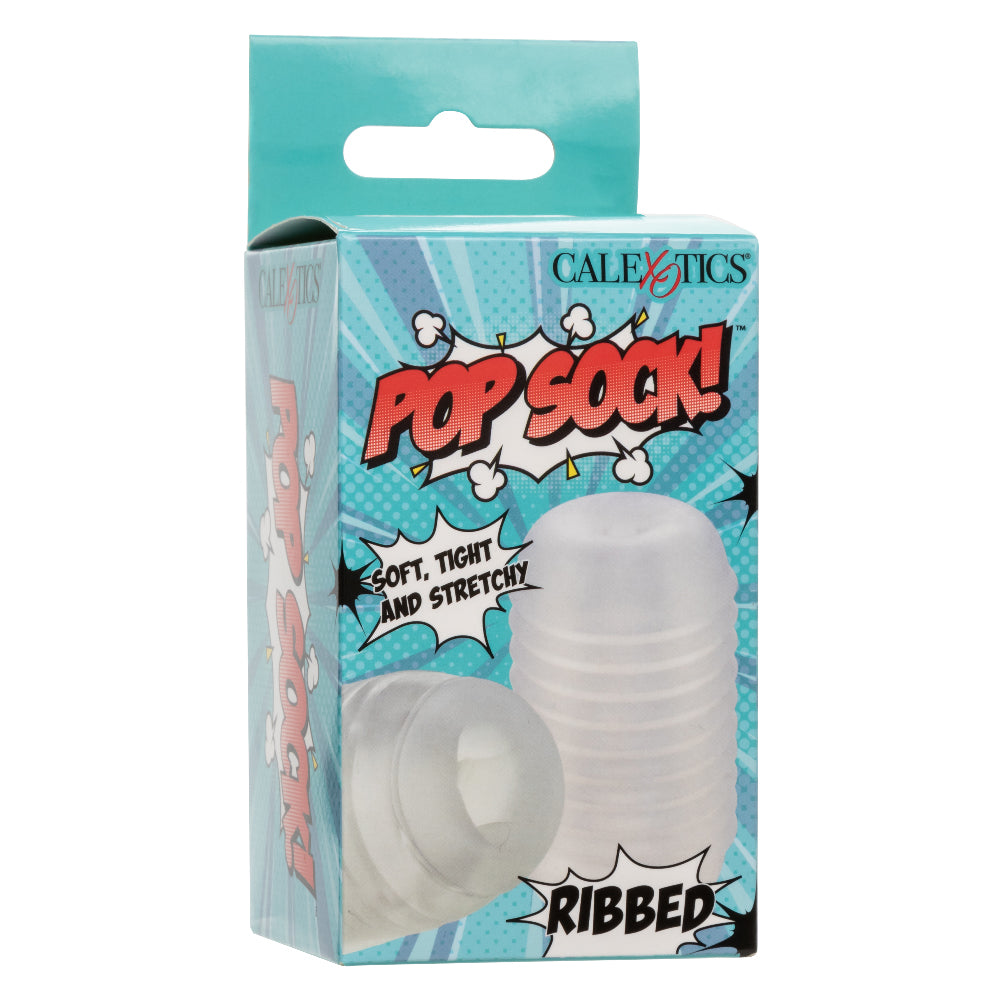 Pop Sock Ribbed Clear Soft Tight Stretchy Reversible Masturbator Sleeve Secondary image