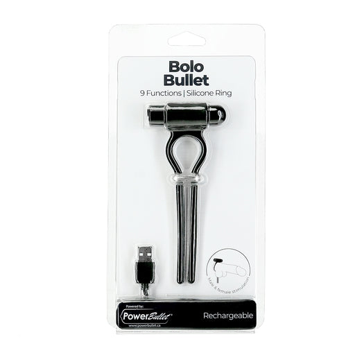 Power Bullet Bollo Adjustable Penis Ring with 2.5 Inch Mini Black Power Bullet and Silicone Ring COCK RINGS