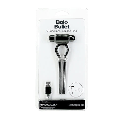 Power Bullet Bollo Adjustable Penis Ring with 2.5 Inch Mini Black Power Bullet and Silicone Ring COCK RINGS