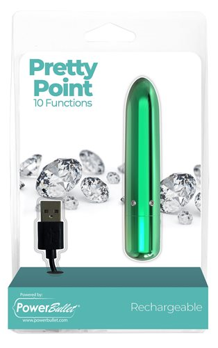 Power Bullet Pretty Point Bullet Vibrator Teal with 10 Functions Rechargeable > Vibrators > Mini Vibrators