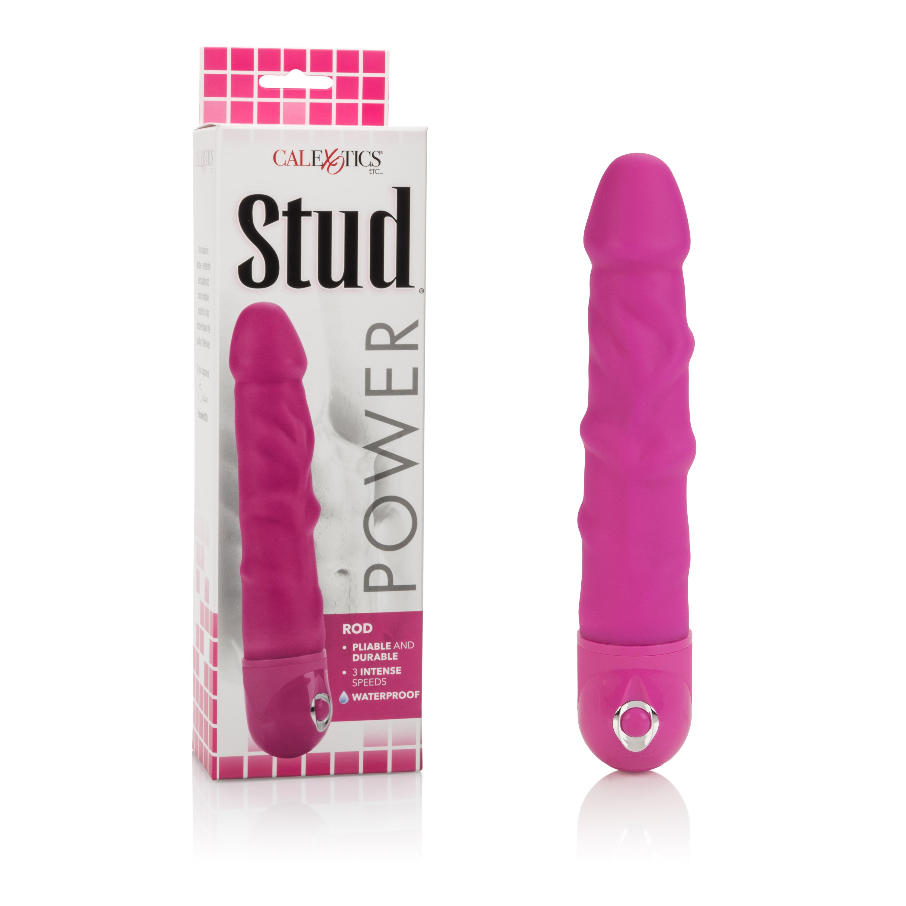 Power Stud Rod Waterproof Vibrator Pink 7 Inch Textured Shaft Secondary image