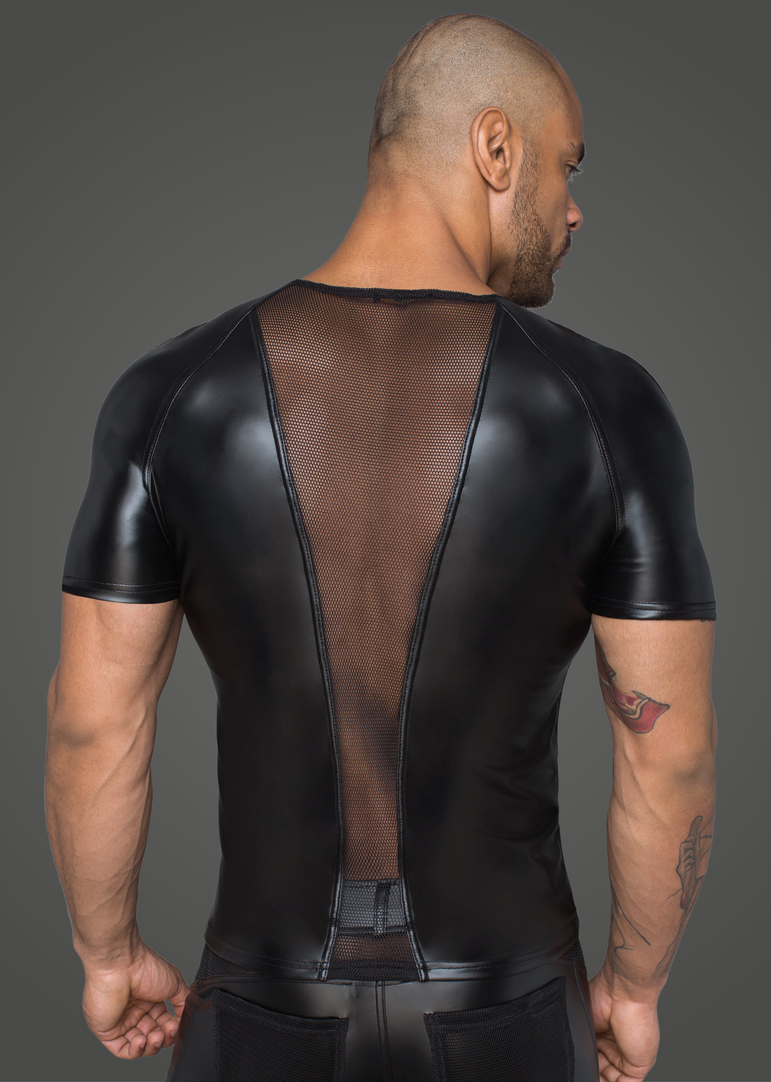 Power Wetlook Men T-Shirt With 3D Net Inserts Black Size Small Medium Large > Clothes > Mens Latex Main image