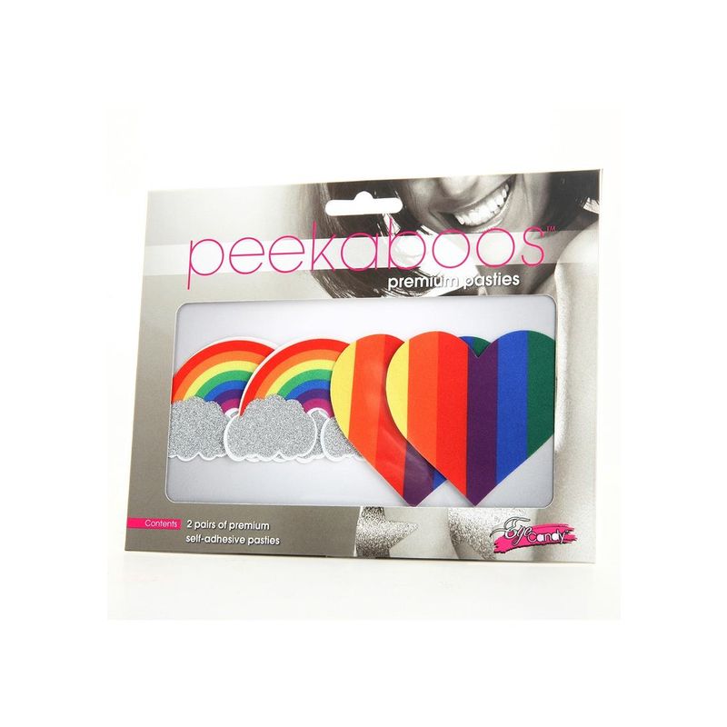 Pride Glitter Rainbows and Hearts Pasties Secondary image