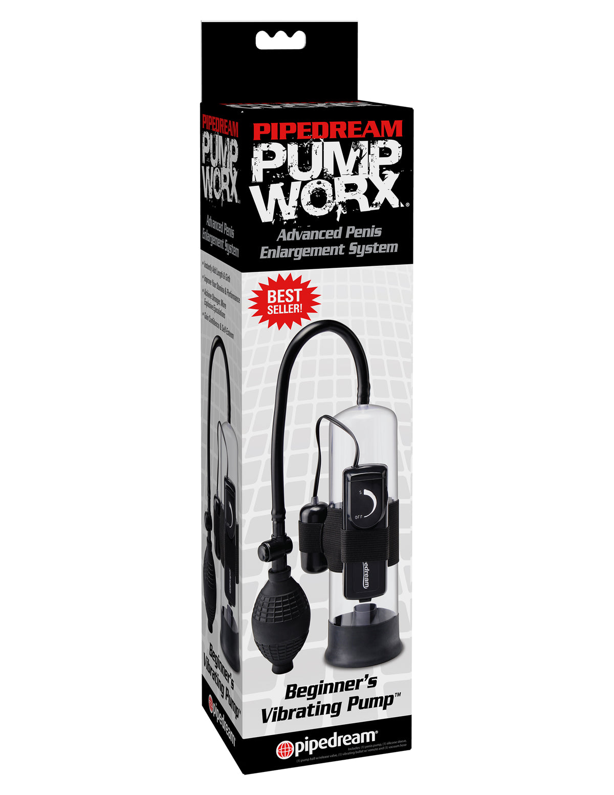 Pump Worx Beginner Vibrating Penis Pump Clear Black > Pumps > Penis Pumps