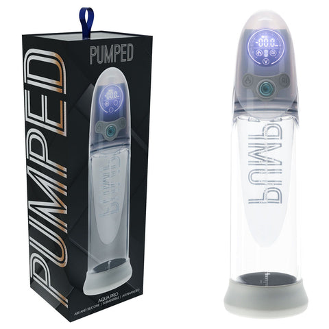 Pumped Aqua Pro Auto USB Rechargeable Penis Pump Grey Clear Grey PUMPS Male Electric