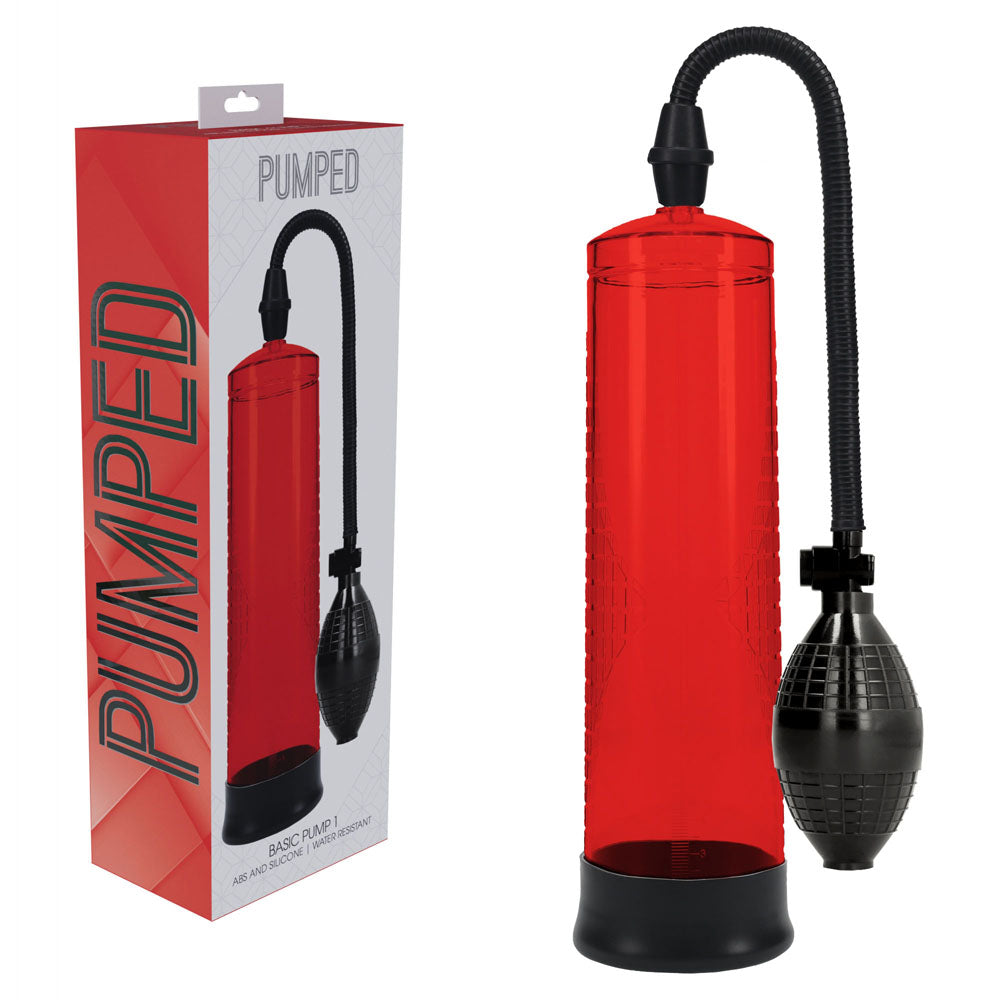 Pumped Basic Pump 1 Red Penis Pump - 20cm x 6cm > Pumps > Penis Pumps Main image