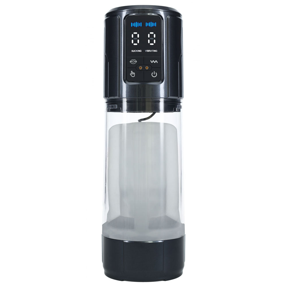 Pumped Ultralift Automatic Masturbator Gunmetal Grey Clear Intimacy Product Secondary image
